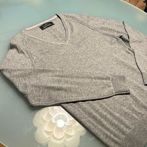 Next Cashmere & Lambswool V Neck Sweater Gray